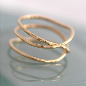 14K solid gold hammered wrap ring